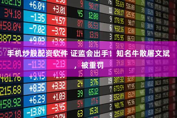手机炒股配资软件 证监会出手！知名牛散屠文斌，被重罚